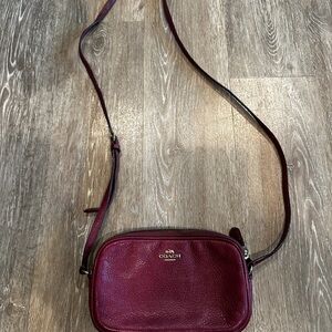 Coach Maroon Crossbody Bag Purse with Adjustable Strap and Gold Hardware